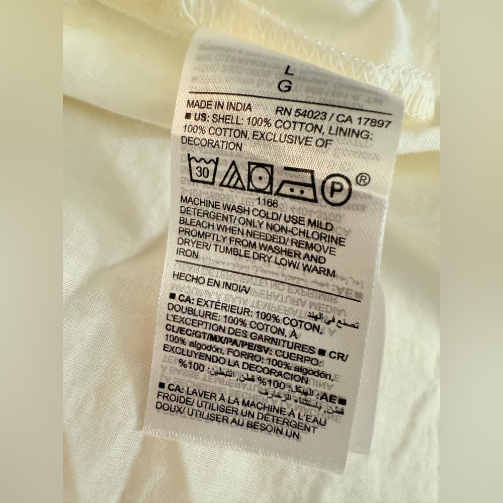 Old Navy‎ Cream Mini 100%Cotton Dress with Black Embroidery Large - Picture 13 of 13